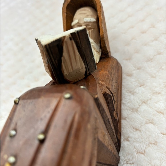 Hand Carved Wooden Statue of Monk - Picture 7 of 10